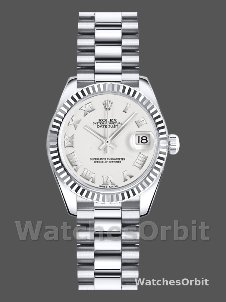 Rolex Datejust 179179 White Roman Numeral Dial Fluted Bezel 26MM Lady Replica Watch