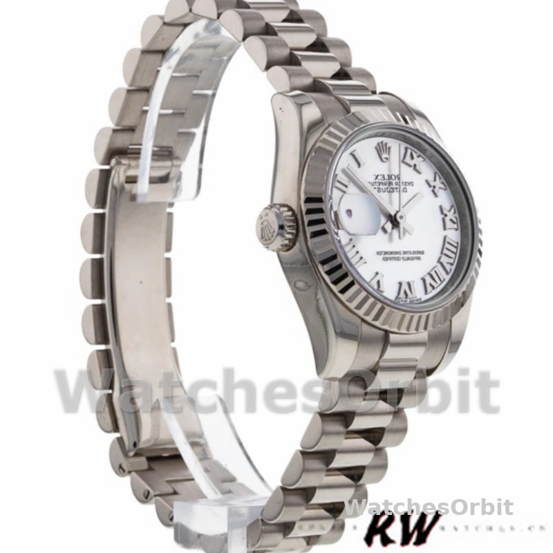 Rolex Datejust 179179 White Roman Numeral Dial Fluted Bezel 26MM Lady Replica Watch