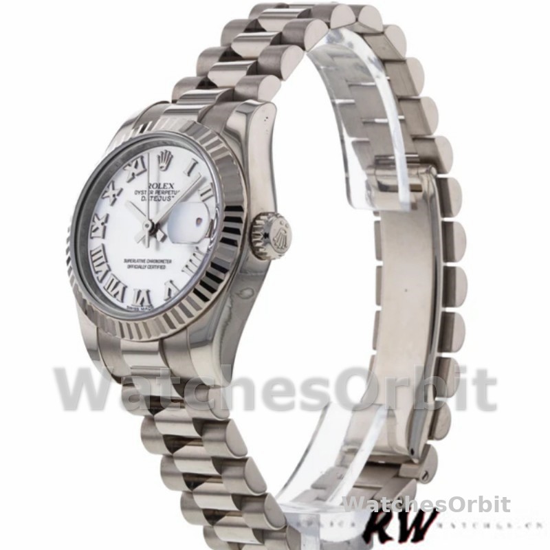 Rolex Datejust 179179 White Roman Numeral Dial Fluted Bezel 26MM Lady Replica Watch