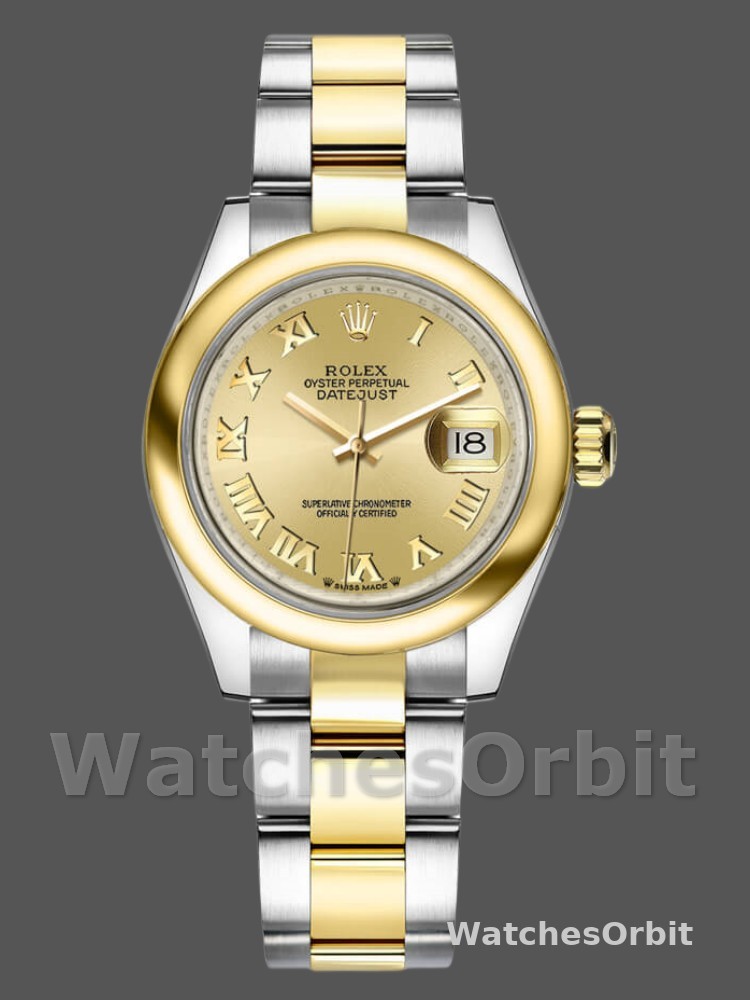Rolex Datejust 279163 Champagne Roman Numeral Dial Domed Bezel 28mm Lady Replica Watch