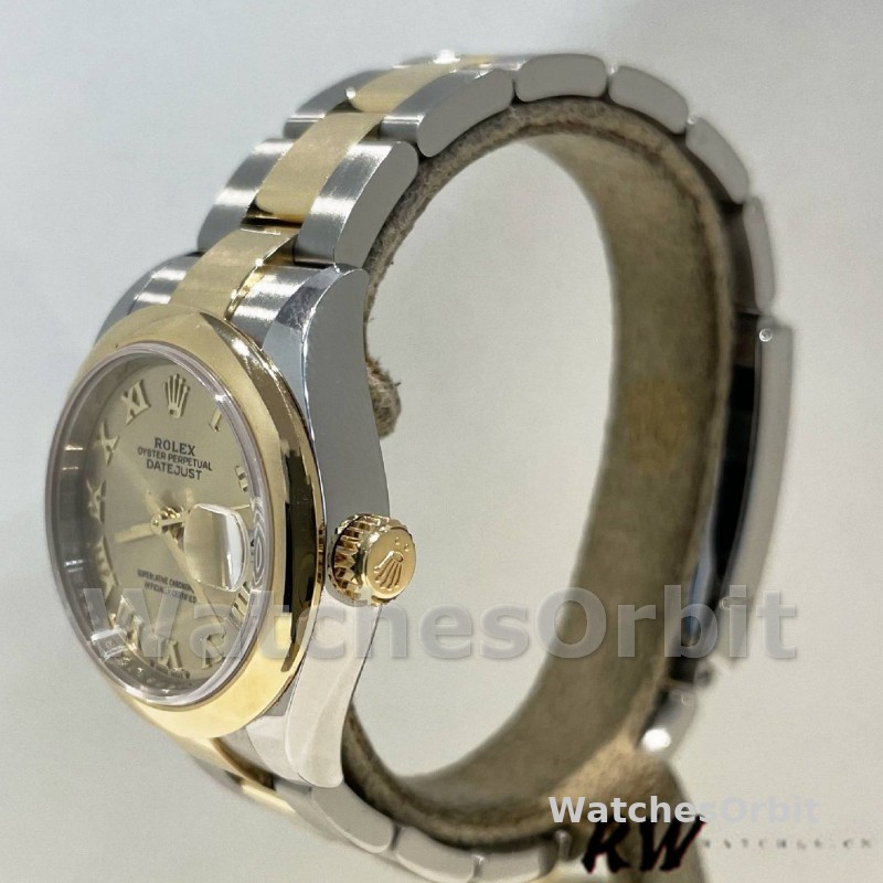 Rolex Datejust 279163 Champagne Roman Numeral Dial Domed Bezel 28mm Lady Replica Watch