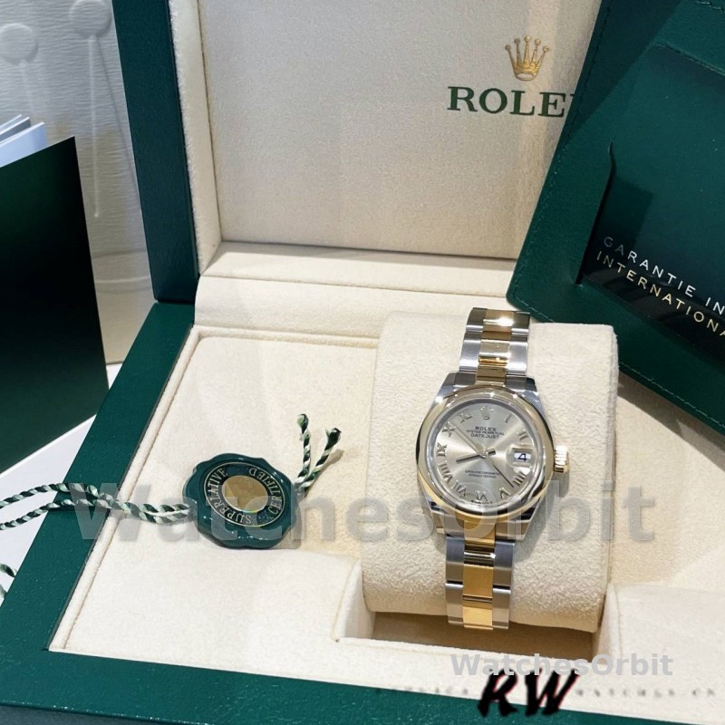 Rolex Datejust 279163 Champagne Roman Numeral Dial Domed Bezel 28mm Lady Replica Watch