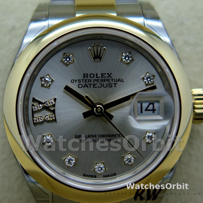 Rolex Datejust 279163 Silver Diamond Dial Domed Bezel 28mm Lady Replica Watch