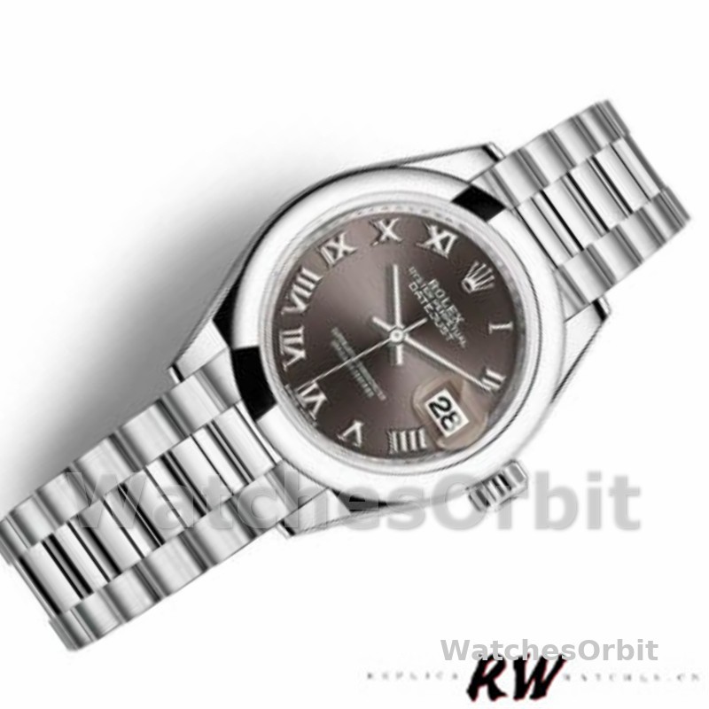 Rolex Datejust 279166 Dark Grey Roman Numeral Dial Domed Bezel 28mm Lady Replica Watch