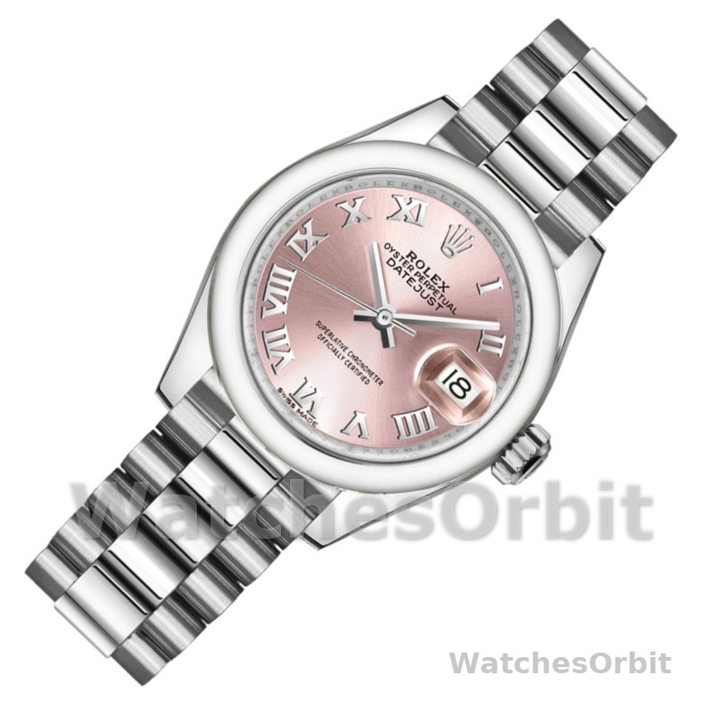 Rolex Datejust 279166 Pink Roman Numeral Dial Domed Bezel 28mm Lady Replica Watch