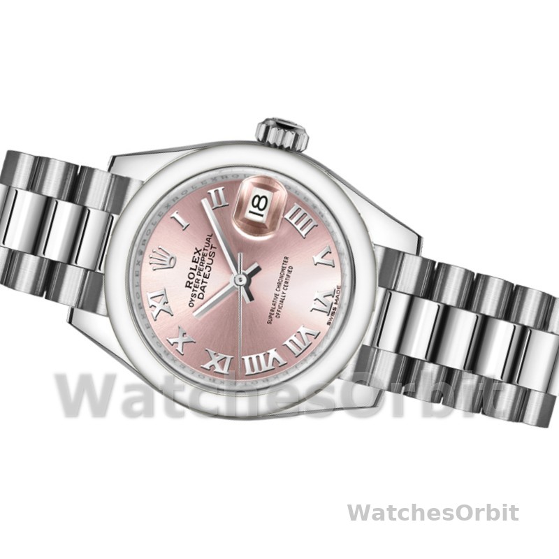 Rolex Datejust 279166 Pink Roman Numeral Dial Domed Bezel 28mm Lady Replica Watch
