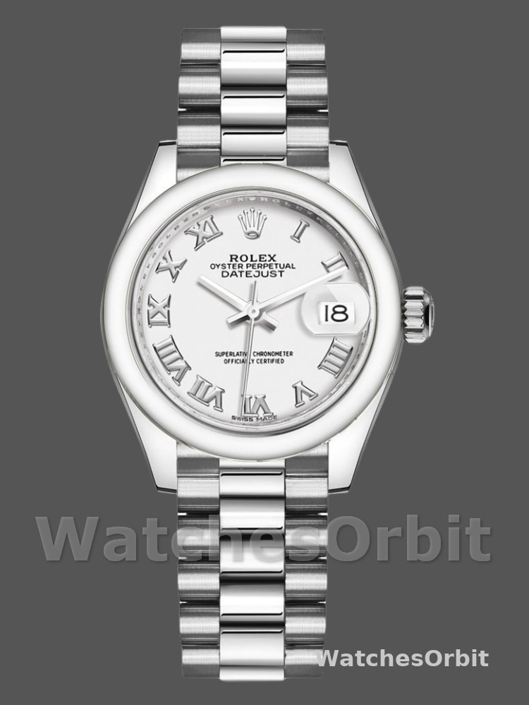 Rolex Datejust 279166 White Roman Numeral Dial Domed Bezel 28mm Lady Replica Watch