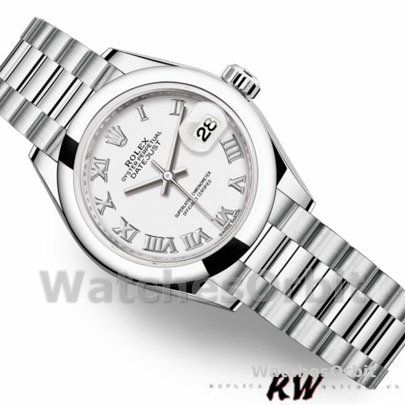 Rolex Datejust 279166 White Roman Numeral Dial Domed Bezel 28mm Lady Replica Watch