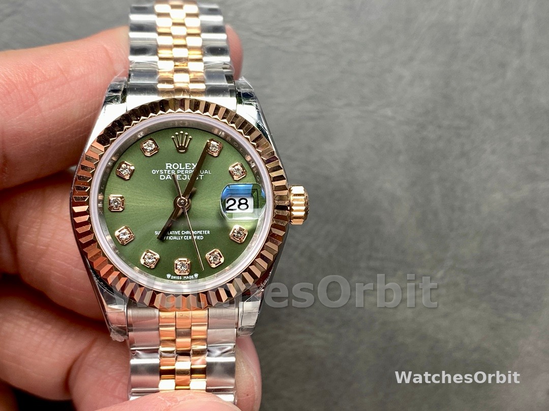 Rolex Datejust 279171 0007 28 Olive Green Diamond-Set Jubilee Ladies Watch