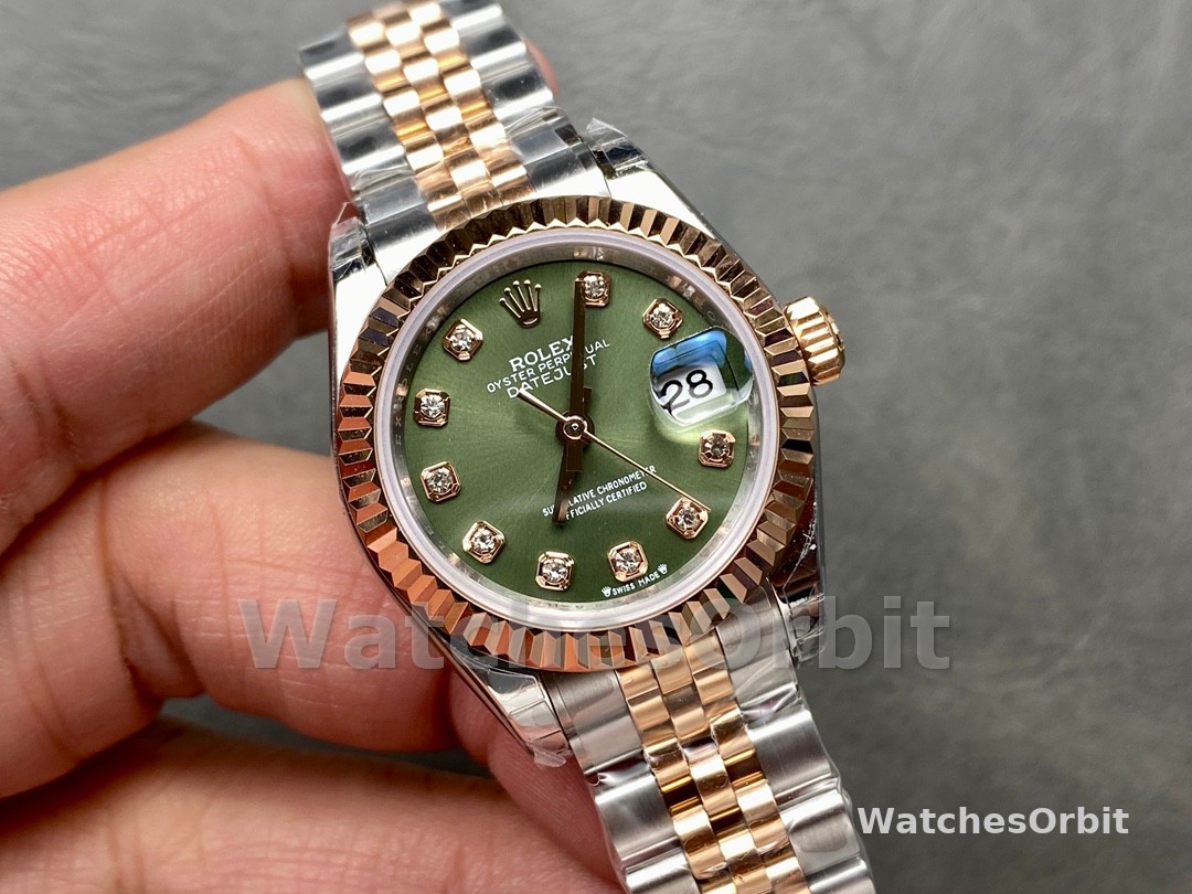 Rolex Datejust 279171 0007 28 Olive Green Diamond-Set Jubilee Ladies Watch