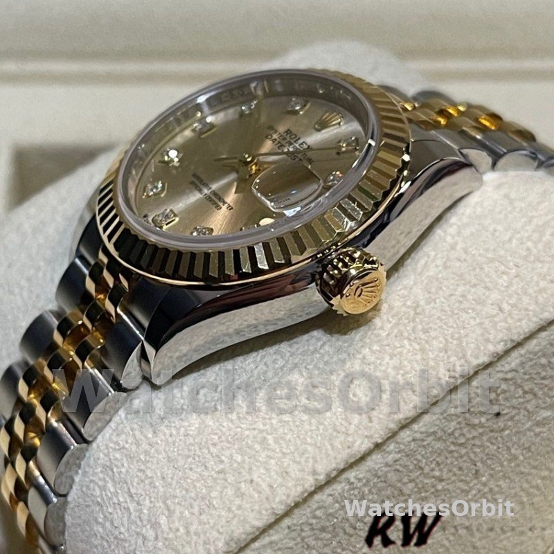 Rolex Datejust 279173 Champagne Diamond Dial Fluted Bezel 28mm Lady Replica Watch