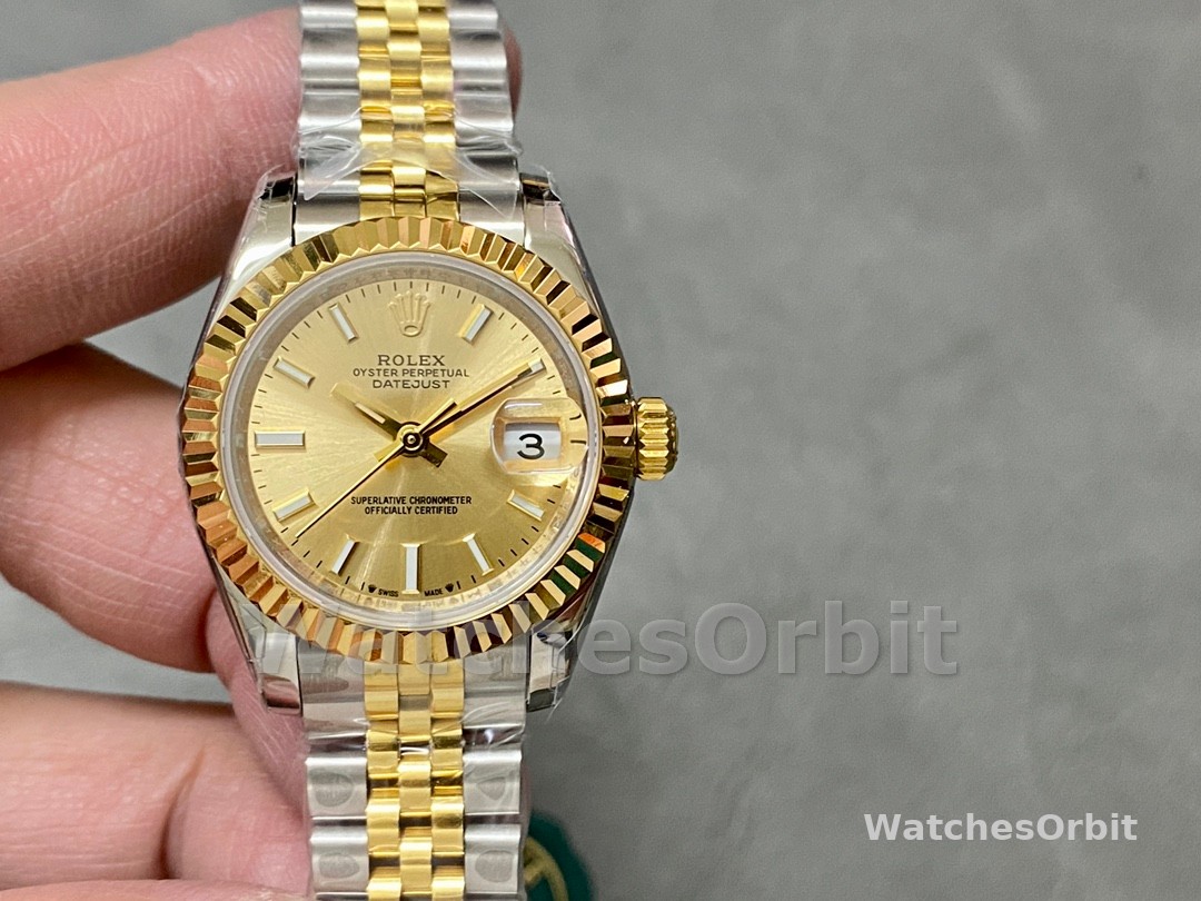 Rolex Datejust 279173 Champagne Index Dial Fluted Bezel 28mm Lady Replica Watch