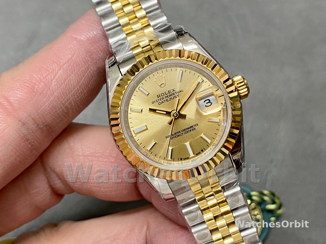Rolex Datejust 279173 Champagne Index Dial Fluted Bezel 28mm Lady Replica Watch
