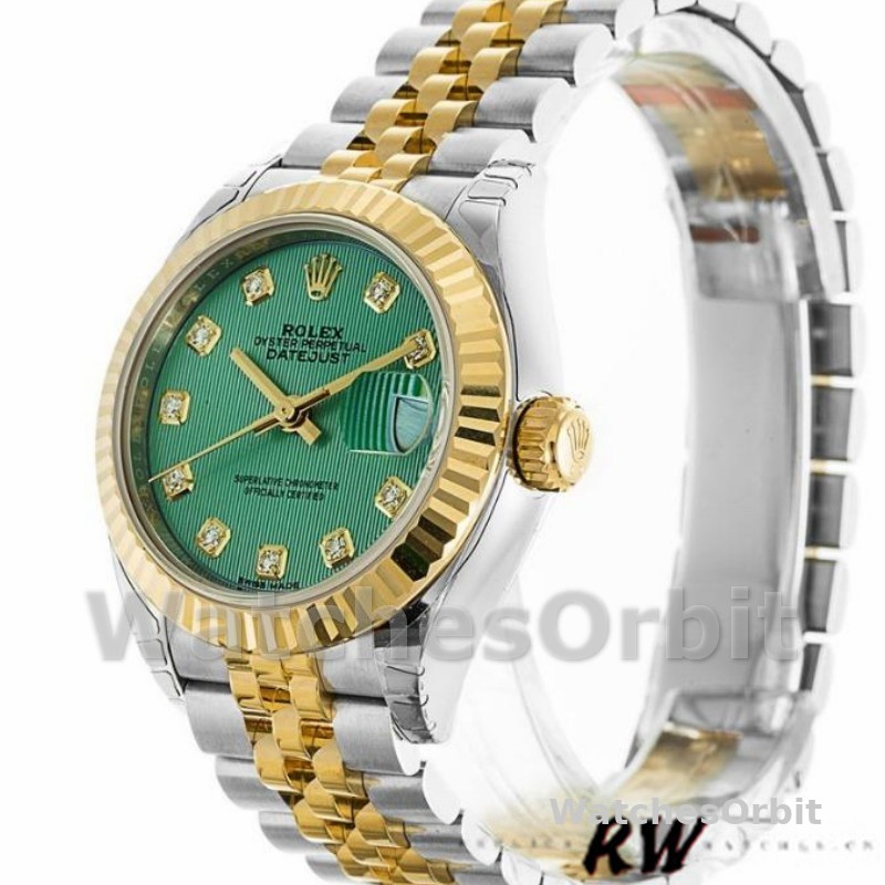 Rolex Datejust 279173 Green Diamond Dial Fluted Bezel 28mm Lady Replica Watch