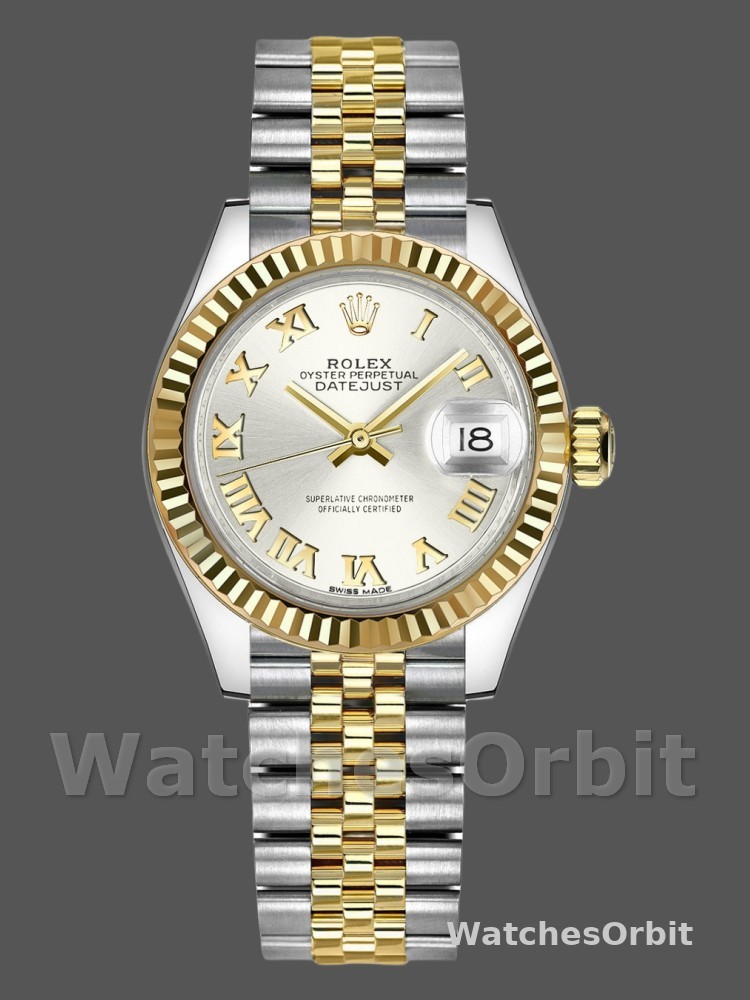 Rolex Datejust 279173 Silver Roman Numeral Dial Fluted Bezel 28mm Lady Replica Watch