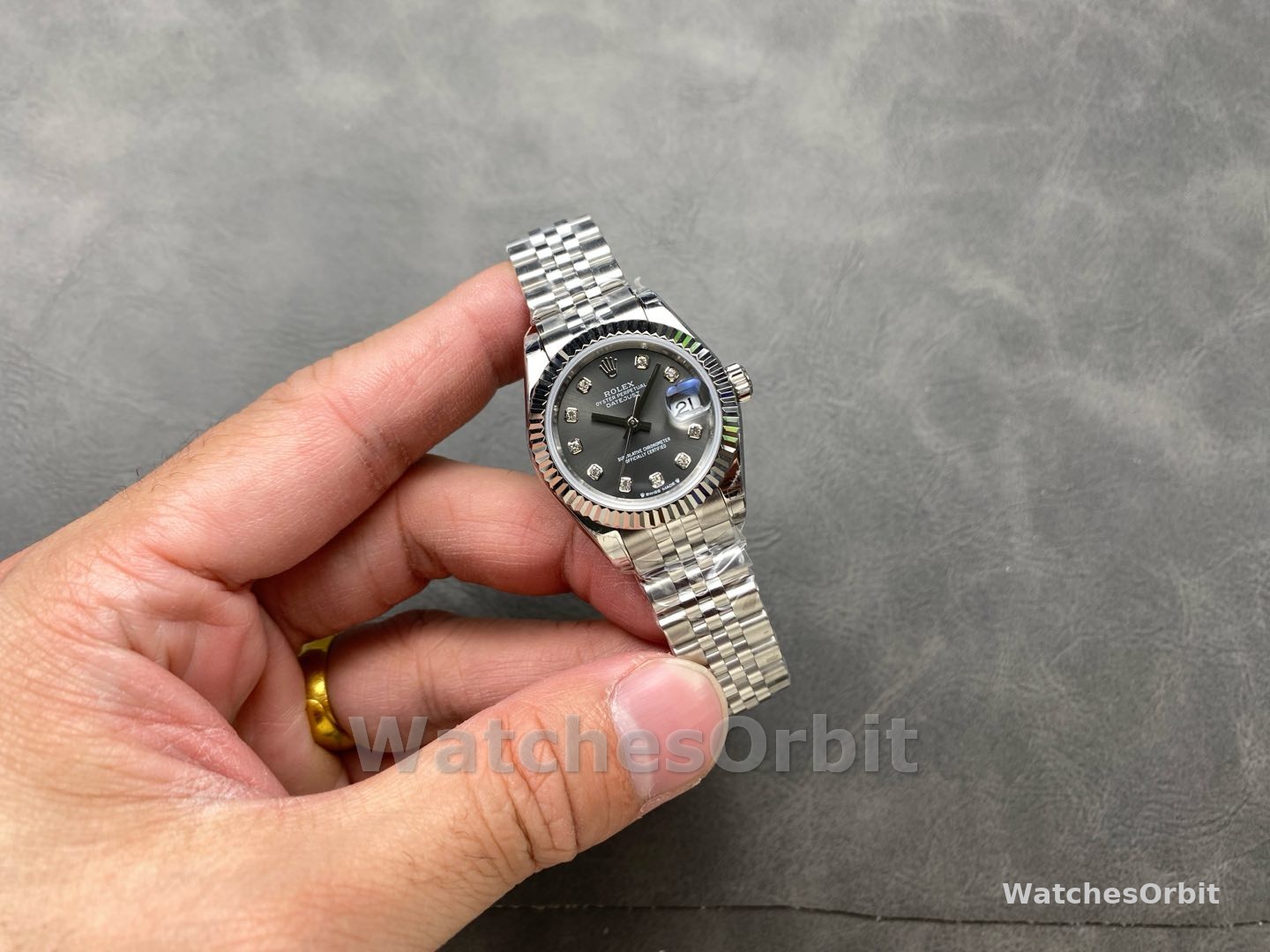 Rolex Datejust 279174 Stainless Steel Dark Grey Diamond Dial 28mm Lady Replica Watch