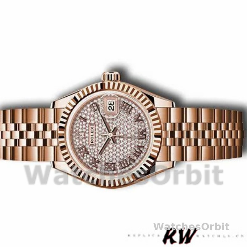 Rolex Datejust 279175 Diamond Pave Dial Rose Gold 28mm Lady Replica Watch