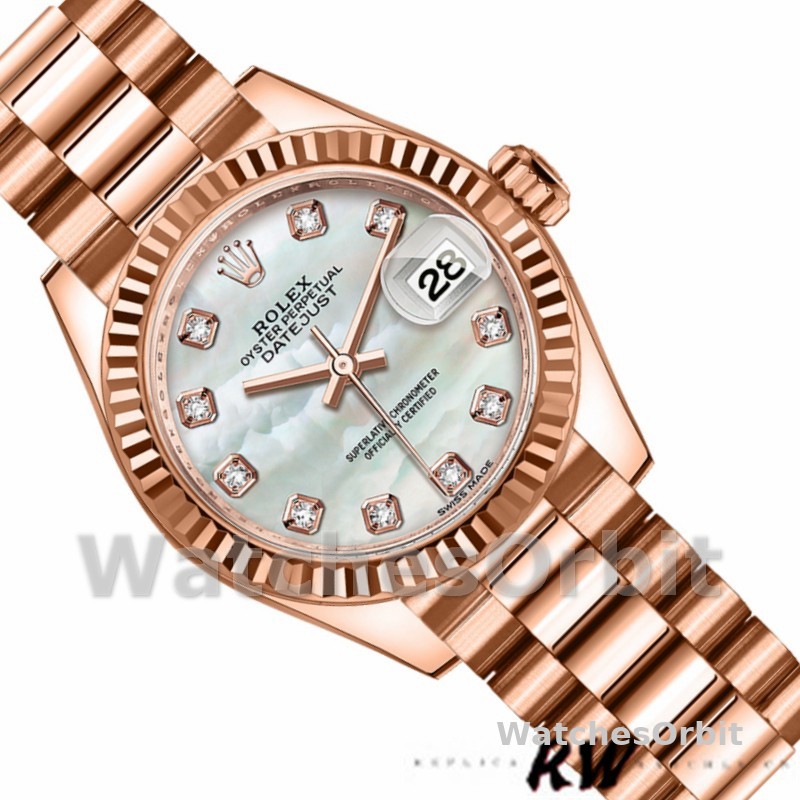 Rolex Datejust 279175 Mother Of Pearl Diamonds Dial Fluted Bezel 28mm Lady Replica Watch