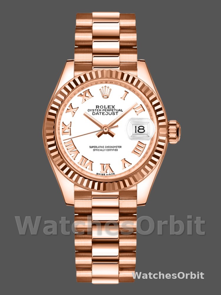 Rolex Datejust 279175 White Roman Numeral Dial Fluted Bezel 28mm Lady Replica Watch