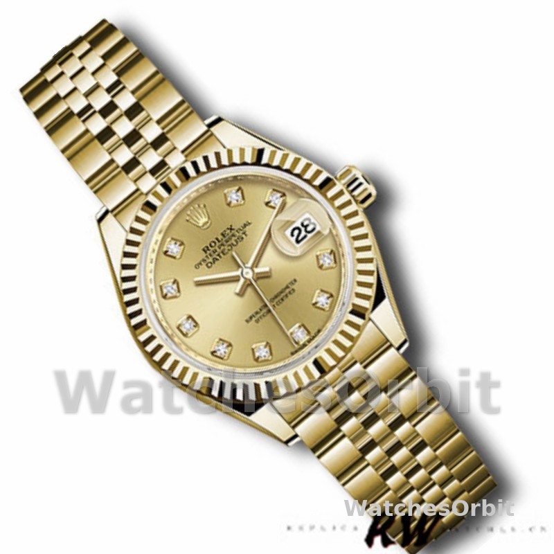 Rolex Datejust 279178 Champagne Diamond Dial Yellow Gold 28mm Lady Replica Watch