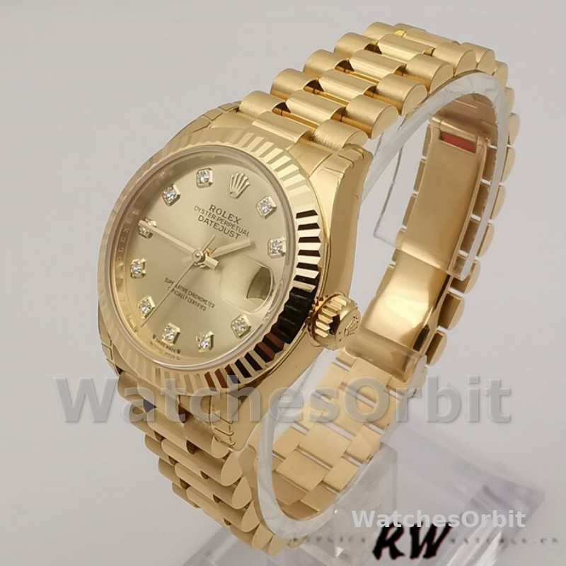 Rolex Datejust 279178 Champagne Fluted Bezel 28mm Lady Replica Watch