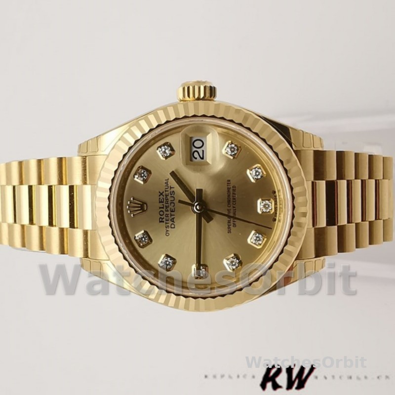 Rolex Datejust 279178 Champagne Fluted Bezel 28mm Lady Replica Watch