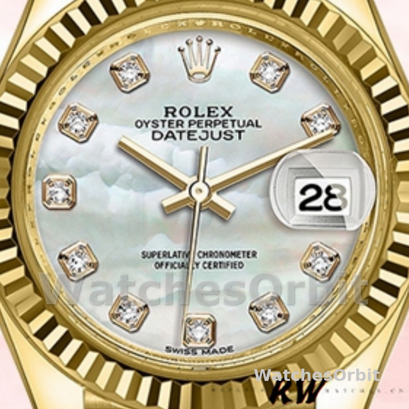 Rolex Datejust 279178 MOP Diamond Dial Yellow Gold 28mm Lady Replica Watch