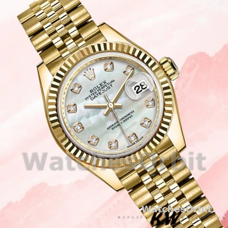 Rolex Datejust 279178 MOP Diamond Dial Yellow Gold 28mm Lady Replica Watch