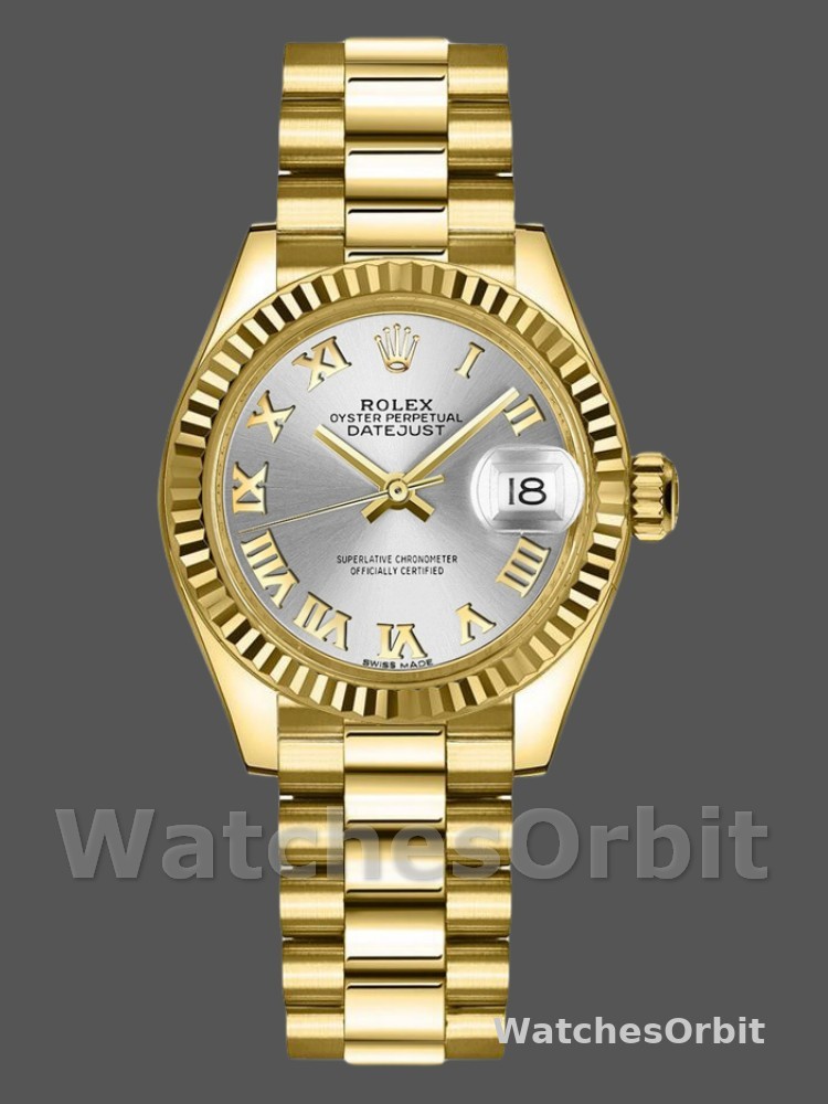 Rolex Datejust 279178 Silver Roman Dial Fluted Bezel 28mm Lady Replica Watch