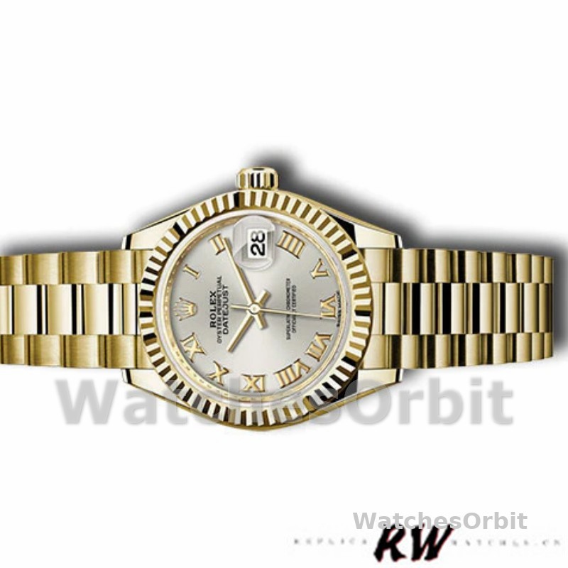 Rolex Datejust 279178 Silver Roman Dial Fluted Bezel 28mm Lady Replica Watch