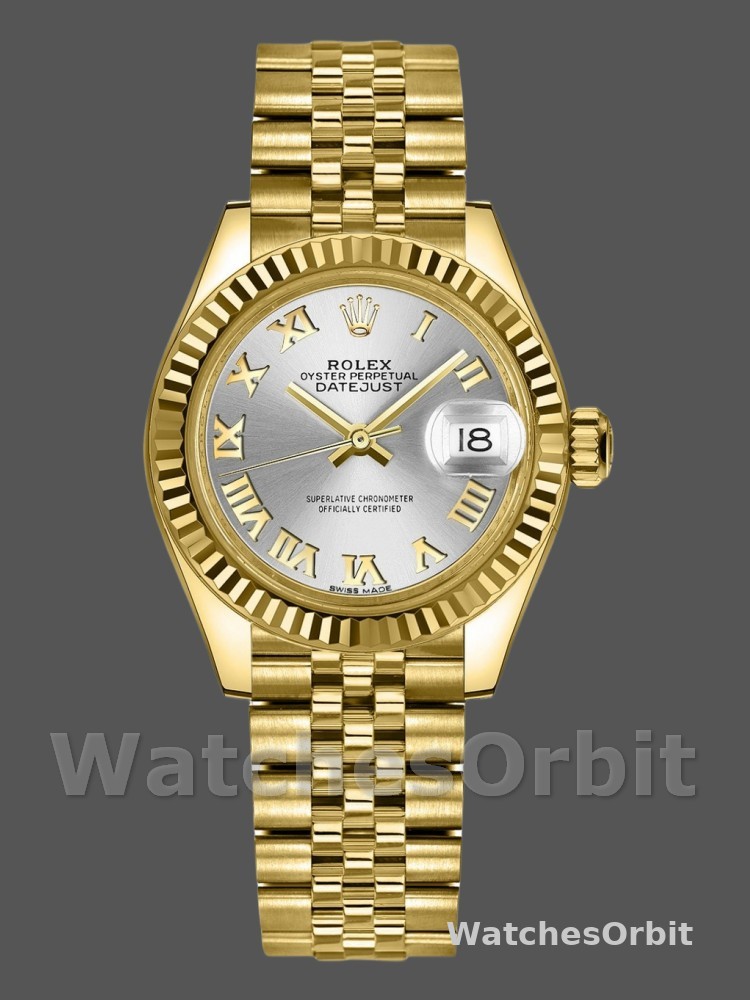 Rolex Datejust 279178 Silver Roman Dial Yellow Gold 28mm Lady Replica Watch