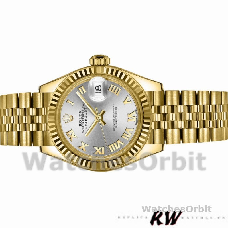 Rolex Datejust 279178 Silver Roman Dial Yellow Gold 28mm Lady Replica Watch