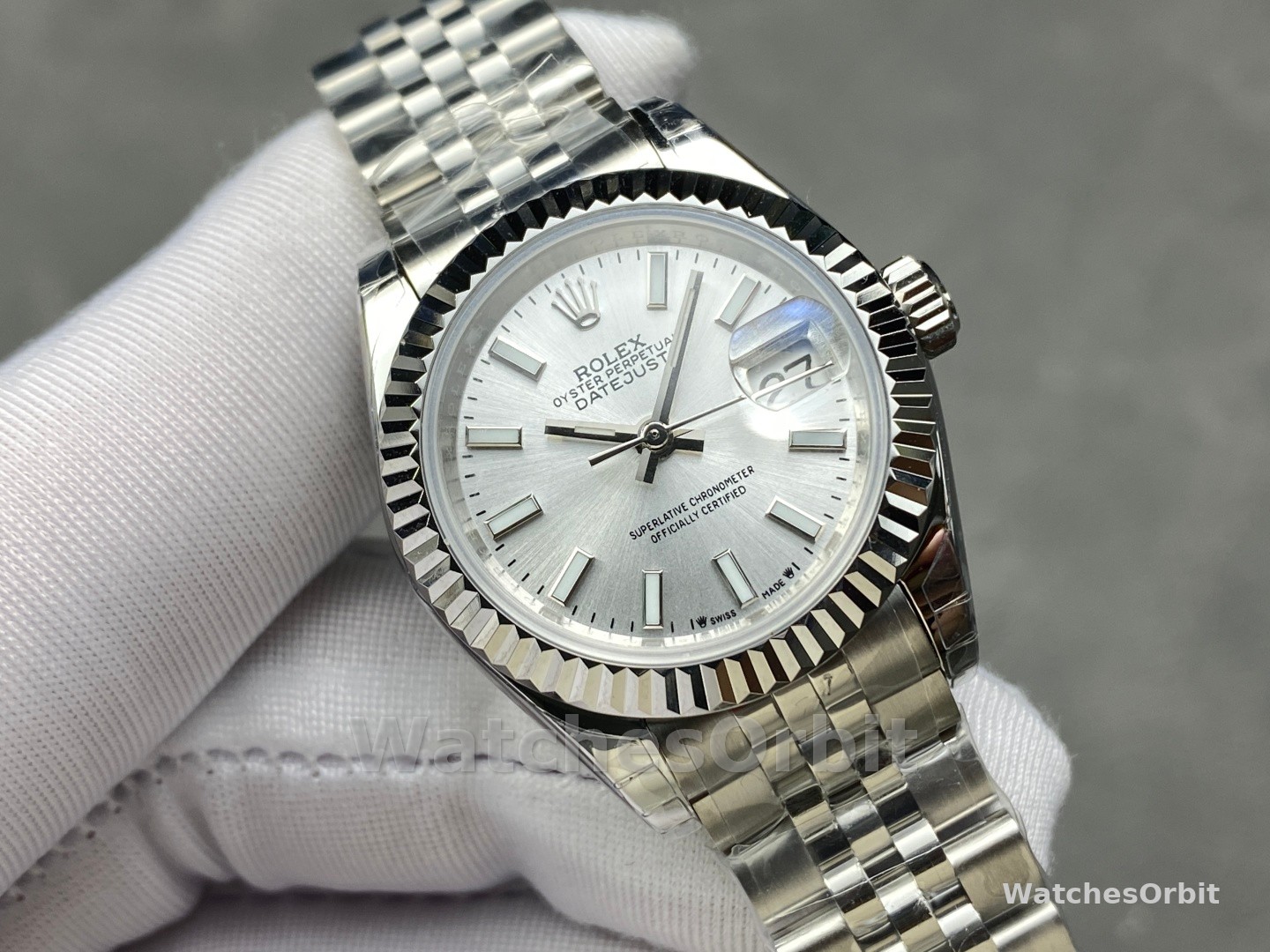 Rolex Datejust 28 Automatic Silver Dial White Gold and Steel M279174 0005 Women's Watch