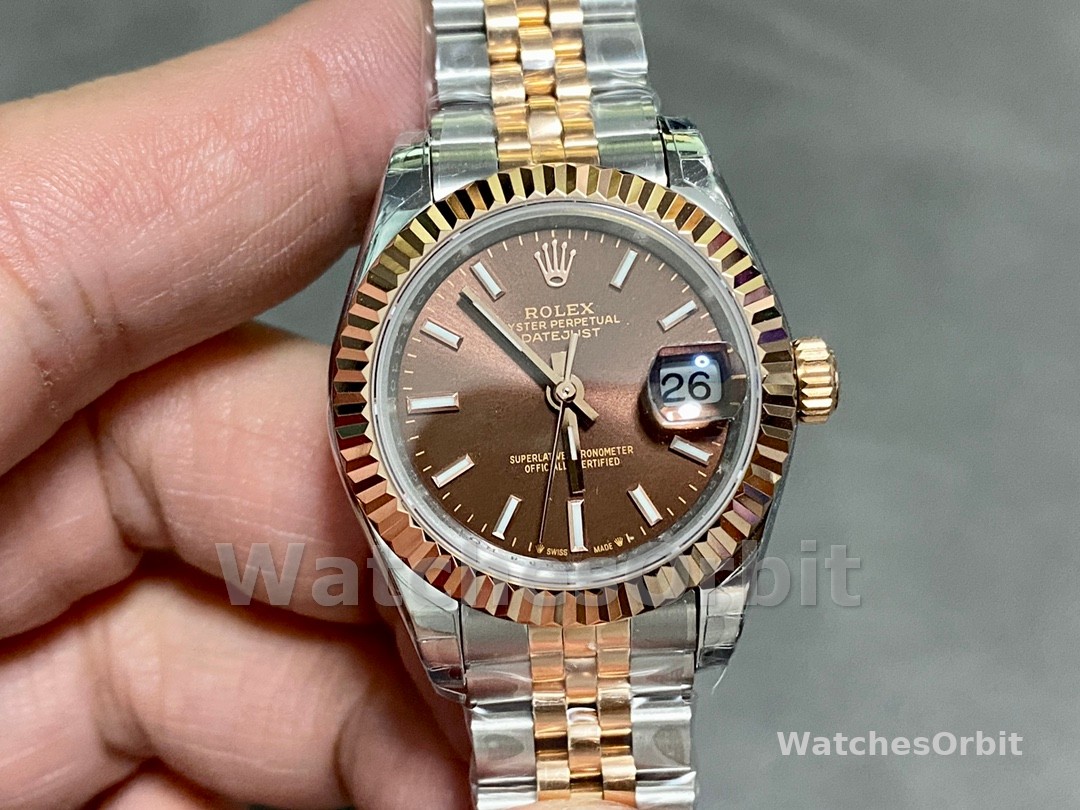 Rolex Datejust 28 Chocolate Index Steel & Rose Gold m279171 0017