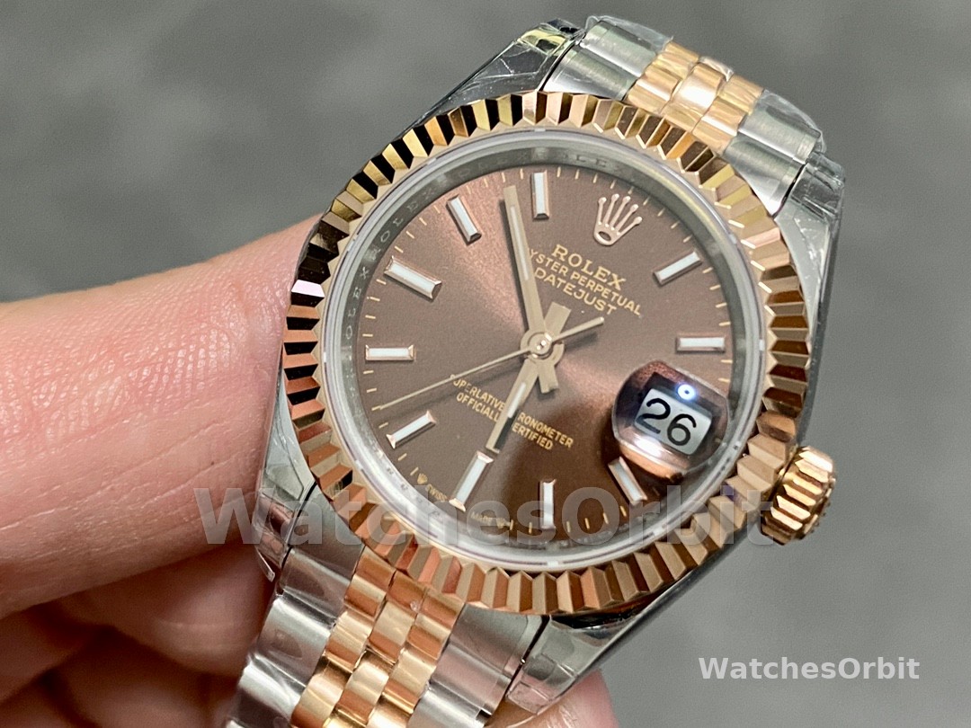 Rolex Datejust 28 Chocolate Index Steel & Rose Gold m279171 0017