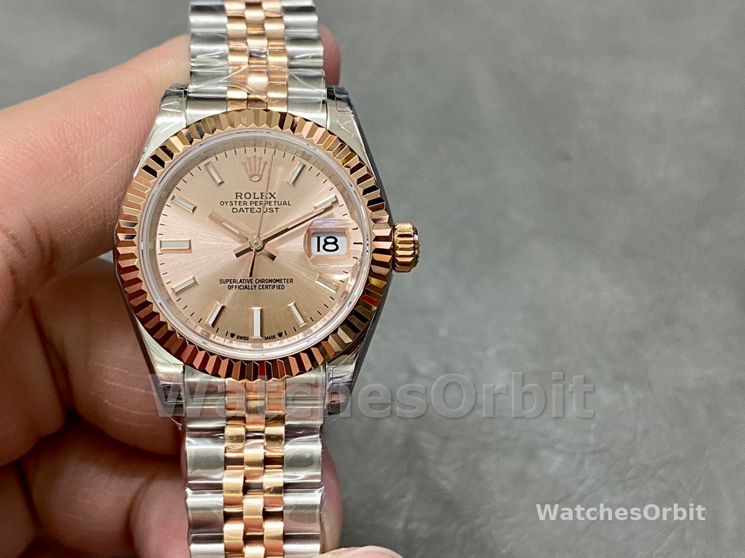 Rolex Datejust 28 Stainless Steel and Everose Gold 279171 0023 Rose Index Jubilee Lady Watch