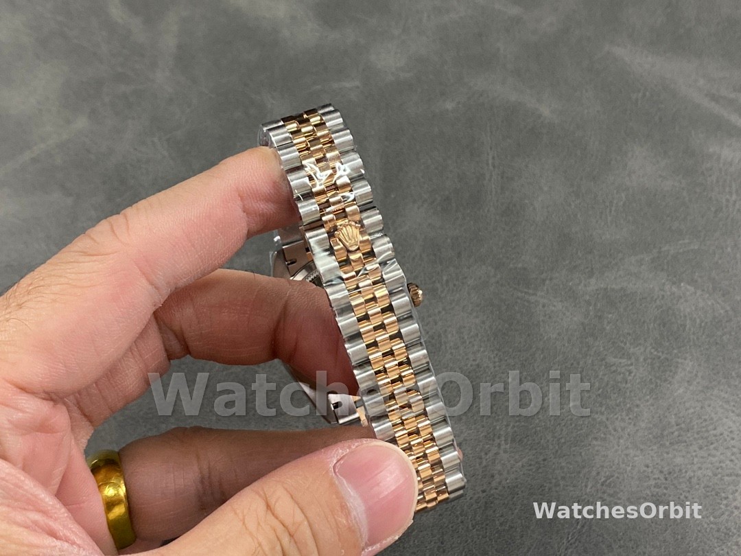 Rolex Datejust 31 Rose Gold Silver Floral Motif Diamond Dial Diamond Bezel m278381rbr 0032