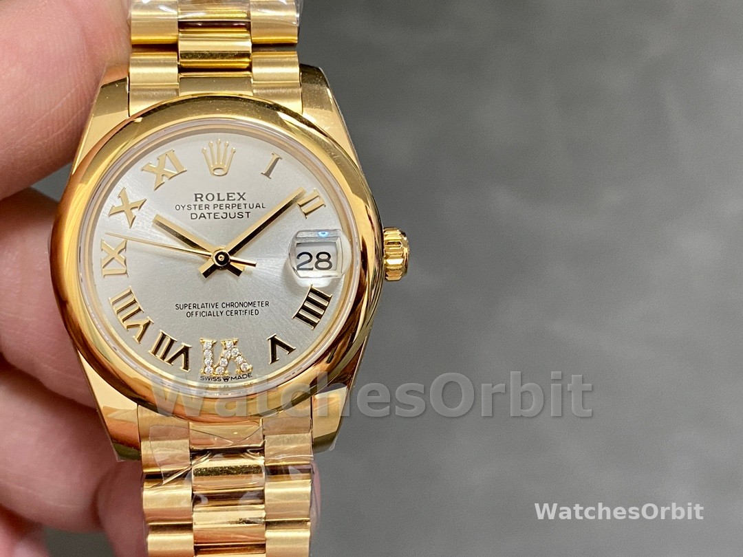 Rolex Datejust 31 Silver VI Daimond Dial 18k Yellow Gold Watch 178248
