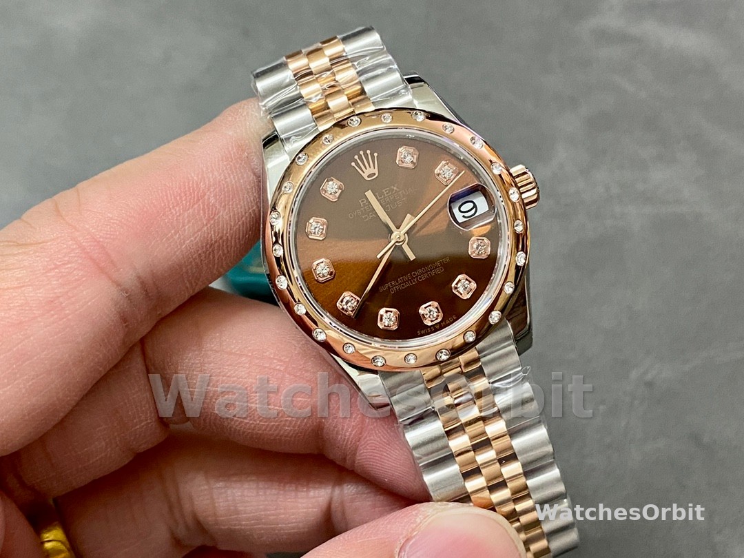 Rolex Datejust 31 Stainless Steel and Rose Gold Chocolate Diamond Dial m278341rbr 0028