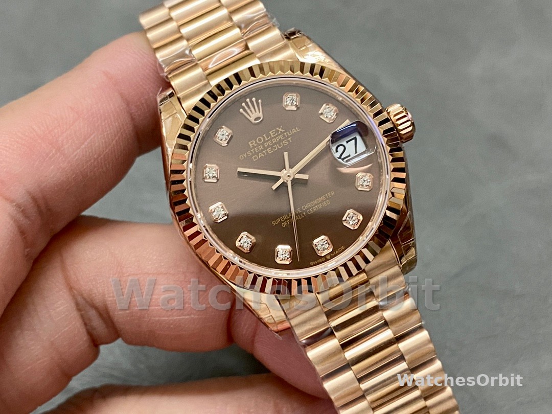 Rolex Datejust 31mm Chocolate Dial Diamond Markers m278275 0010 Women's Watch