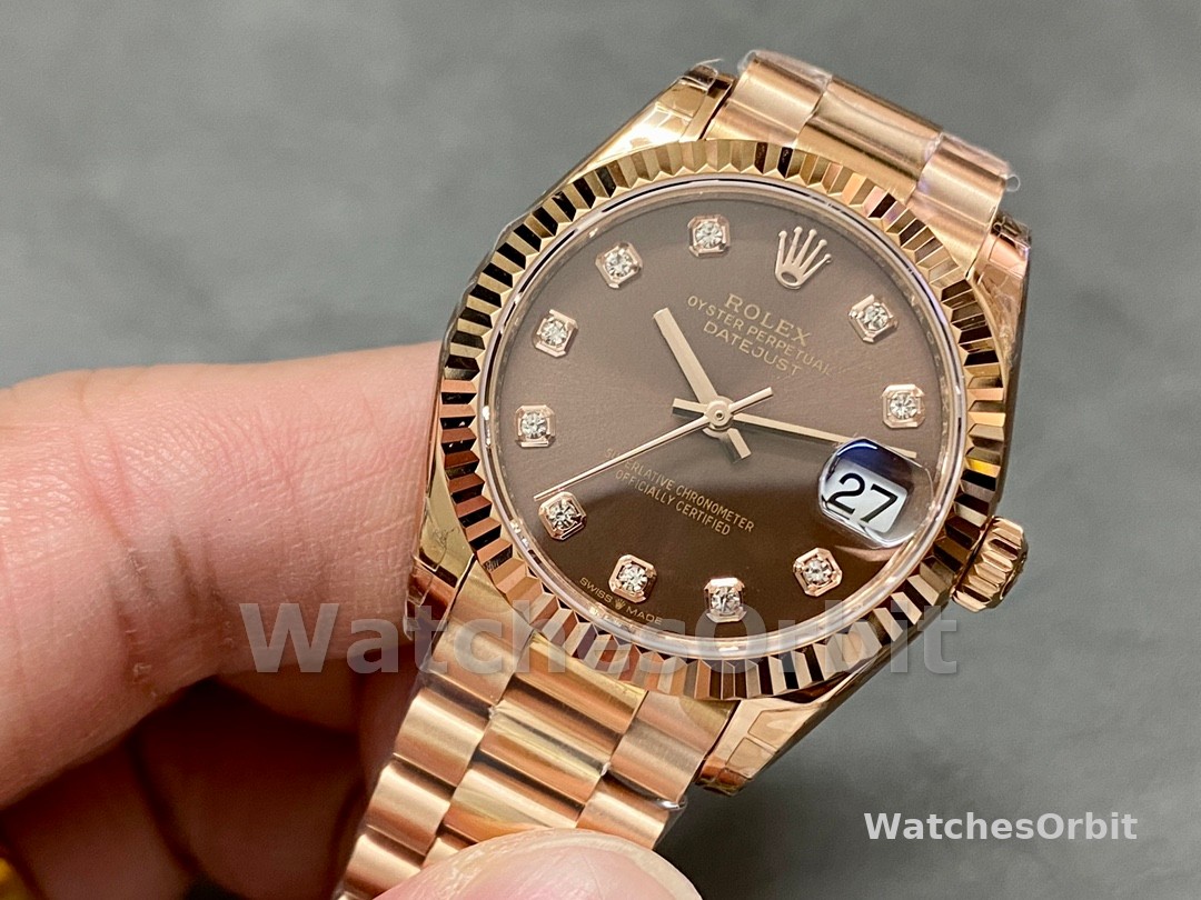 Rolex Datejust 31mm Chocolate Dial Diamond Markers m278275 0010 Women's Watch