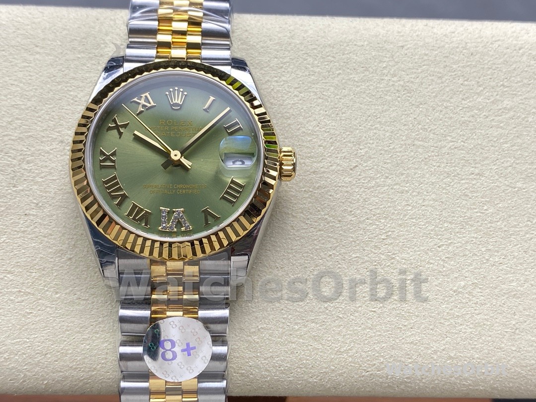 Rolex Datejust 31mm Stainless Steel and Yellow Gold 278273 0016 Green VI Roman Jubilee