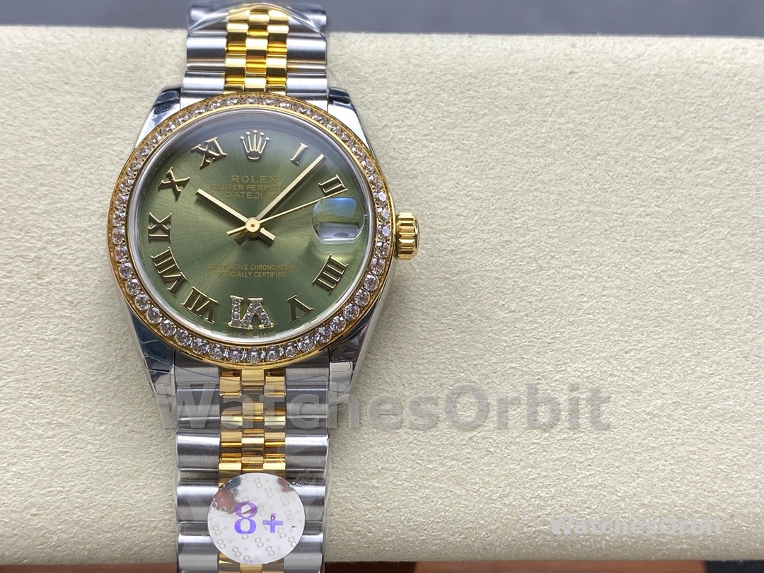 Rolex Datejust 31mm Stainless Steel and Yellow Gold 278383RBR 0016 Green VI Roman Jubilee