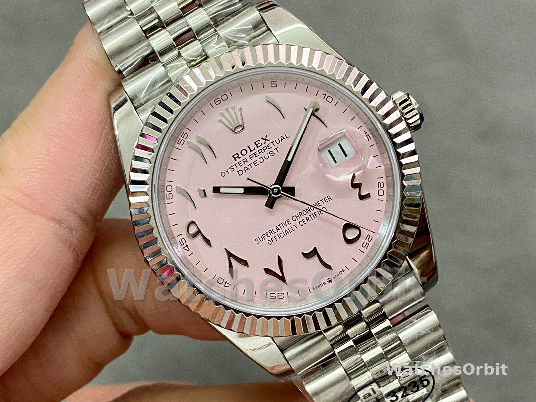 Rolex Datejust Middle Eastern Digital Pink Dial Fluted Bezel M126234