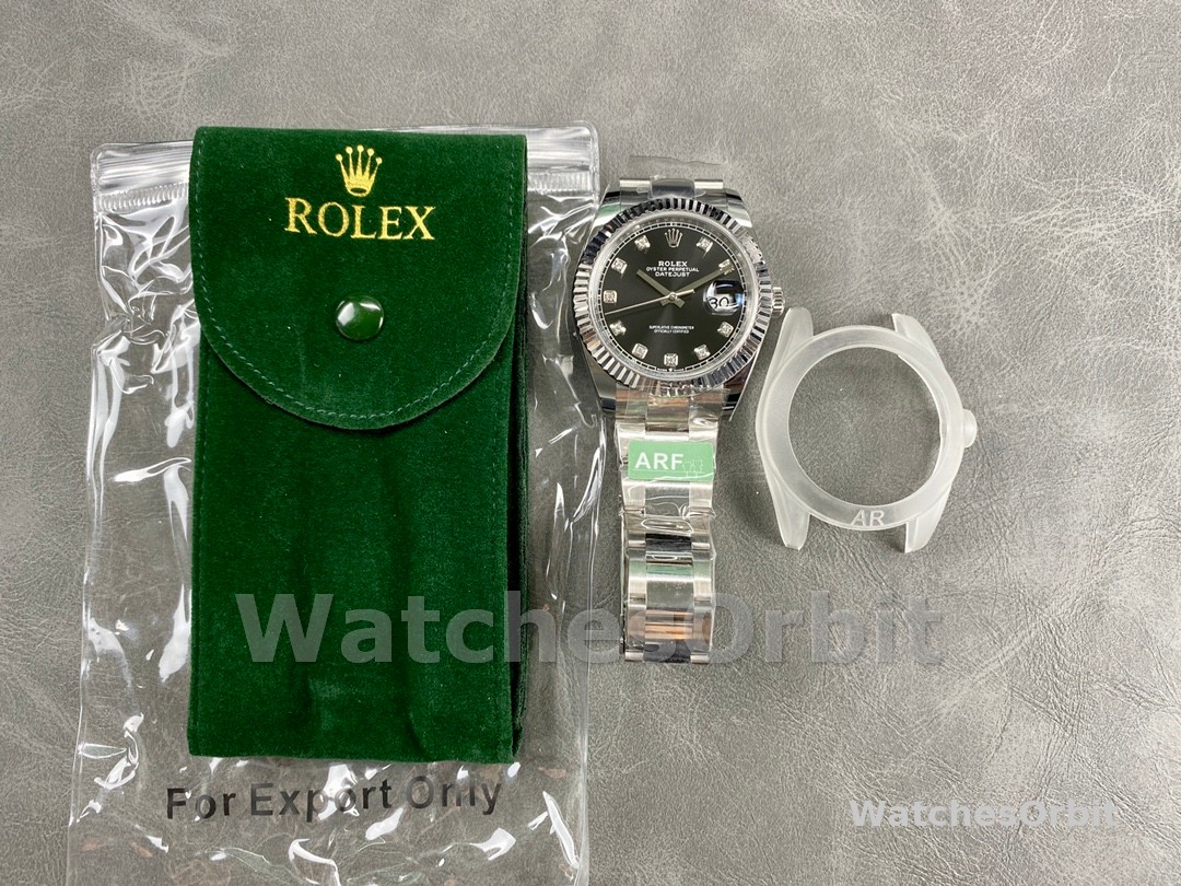 Rolex Datejust 41 Fluted Bezel Black Diamond Dial m126334 0011 Mens Replica Watch