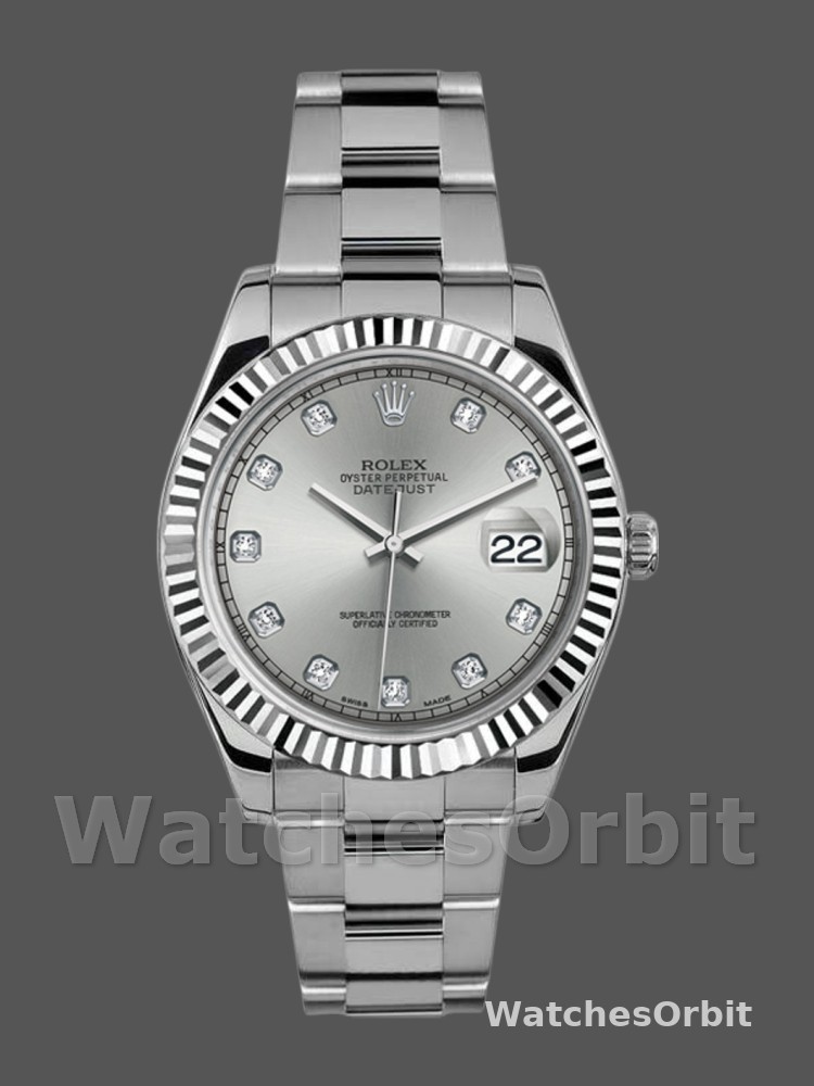 Rolex Datejust II 116334 Silver Diamond Dial 41mm Mens Replica Watch