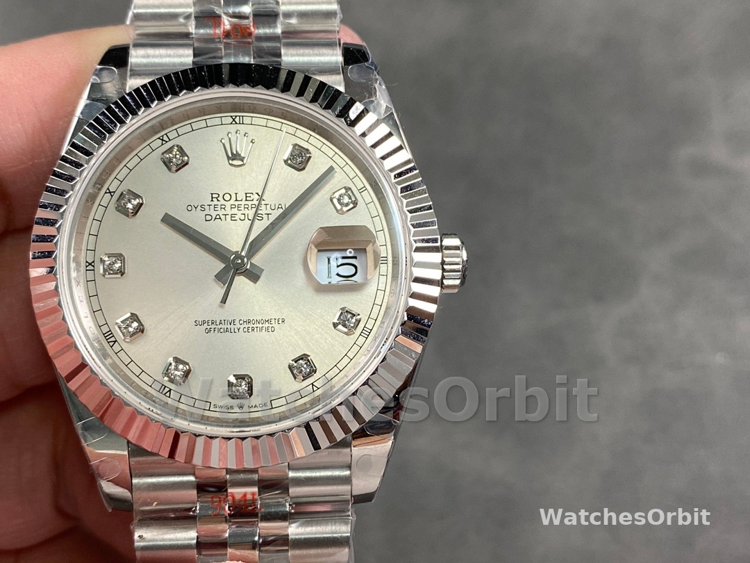 Rolex Datejust II 116334 Silver Diamond Dial 41mm Mens Replica Watch