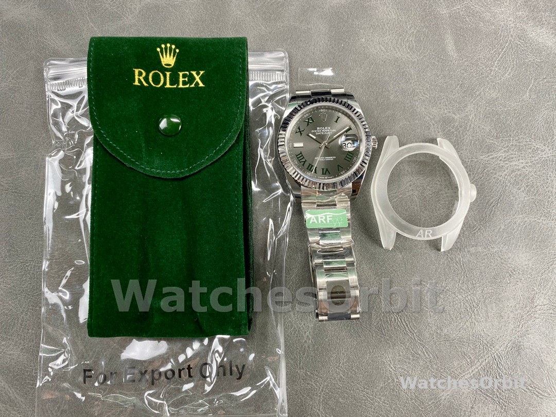 Rolex Datejust m126334 0021 Fluted Bezel Grey Wimbledon Dial 41MM Mens Replica Watch