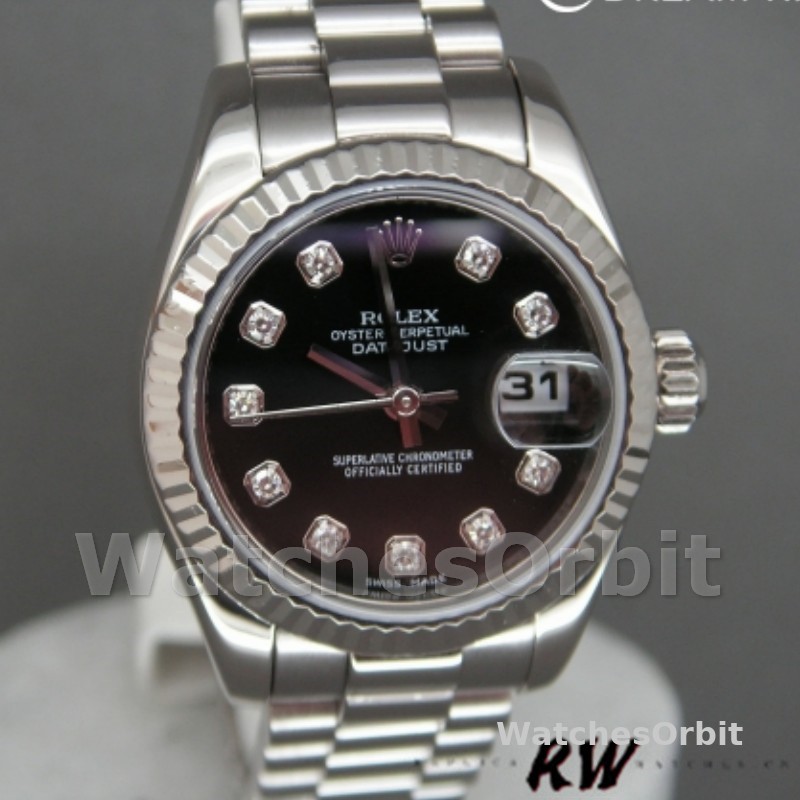 Rolex Datejust m178274 Black Diamond Dial Fluted Bezel 31MM Lady Replica Watch