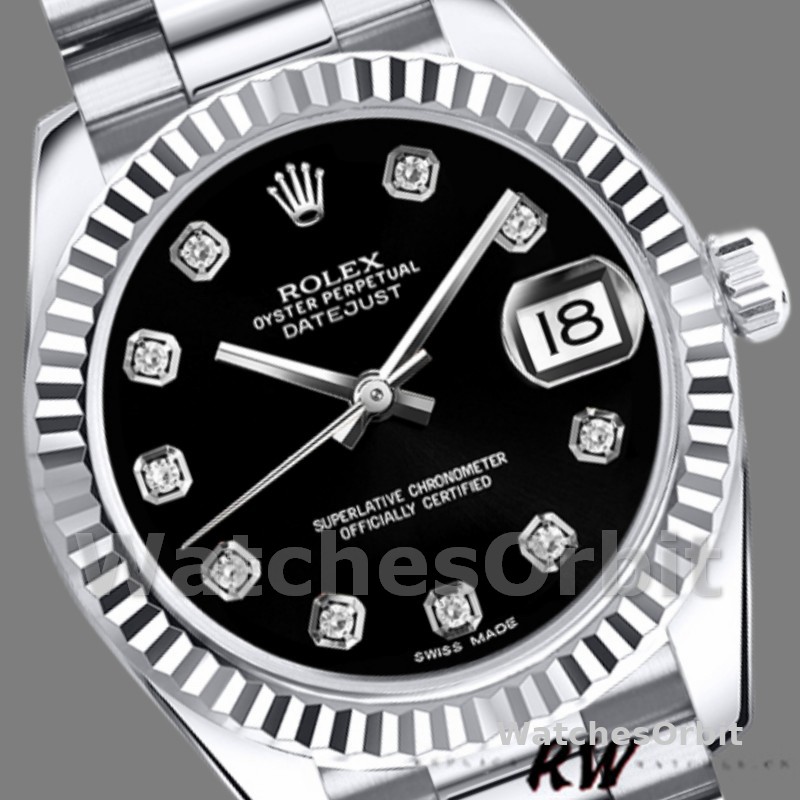 Rolex Datejust m178274 Black Diamond Dial Fluted Bezel 31MM Lady Replica Watch